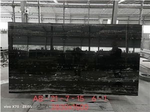 China Guangxi Silver Dragon Black Marble Polished Slabs