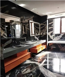 China Universe Black Granite Polished Floor Tiles