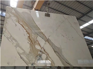 Italy Luxury Calacatta Gold Marble Polished Big Slabs