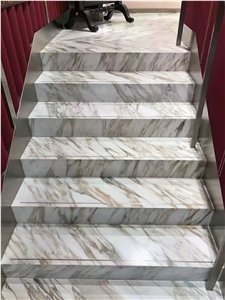 Italy Luxury Calacatta Gold Marble Polished Stair Treads