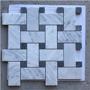 Carrara White Marble 2"X4" Basketweave Mosaic Tile