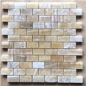 Honey Onyx Mini-Brick Mosaic Tile
