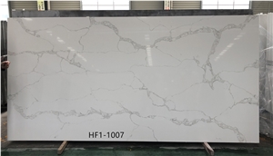 1007 White Quartz Slabs With Marble Textures