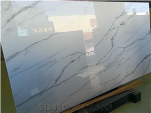 Exotic White Nano Glass Stone Slabs For Walls Floors Vanity