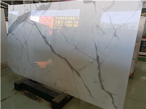White Crystallized Glass Stone With Marble Textures