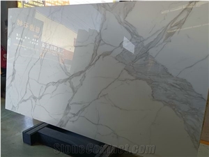 White Man-Made Stone Callacatta Style Nano Glass Slabs