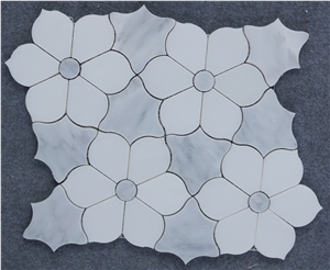 Popular White Marble Water-Jet Mosaic For Kichen Bathroom