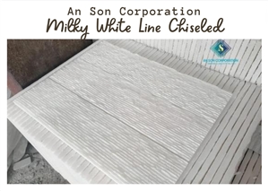 Special Promotion Milky White Line Chiseled Wall Panel