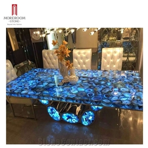 Blue Gemstone Agate Bar Tops, Commercial Counters
