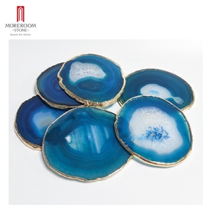 Blue Onyx Gemstone Jewelry/Food Tray Coasters