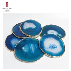 Blue Onyx Gemstone Jewelry/Food Tray Coasters