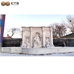 Garden Decor Marble Fountain With Statues And Horse