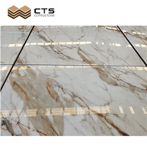 Nature White Marble Calacatta Gold Tiles For Luxury Floor