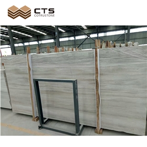 Wooden White Marble Polished Slabs Tiles