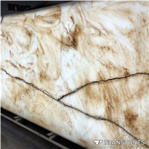Backlited Polished Decorated Artificial Alabaster Wall Panel