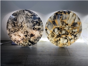 Translucent Agate Sheet Round Alabaster Table Top