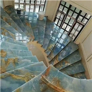 Polished Floor Stair Steps Blue Onyx