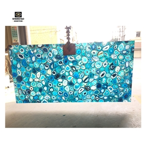 Luxury Gem Composite Wall Planel Blue Agate Slab