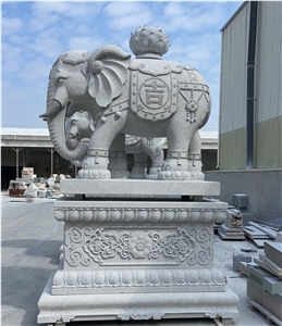 Granite Elephant Animal Hotel Stone Carving Sculpture
