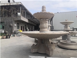2 Tiers Outdoor Stone Fountain Granite Park Water Feature