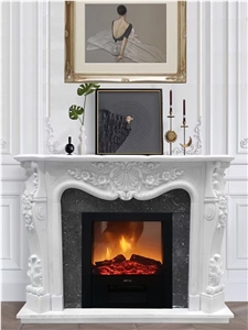 Carving Stone Modern Marble Sivec Indoor Fireplace Mantel