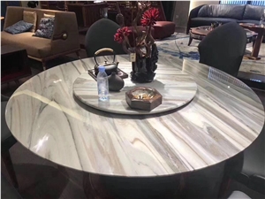 Interior Stone Dining Restaurant Table Round Blue Table Top