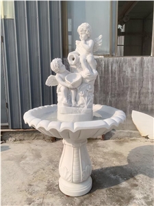 Sculptured Stone Angel Water Features White Jade Bird Bath