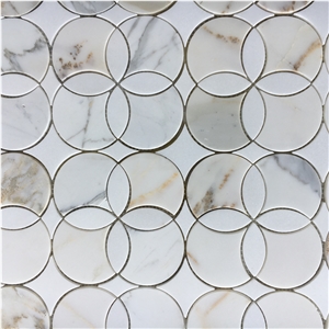 Stone Water-Jet Mosaic Design Marble Chevron Mosaic Tile