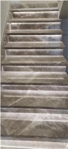 Villa Interior Marble Staircase Stone Calacatta Vagli Treads