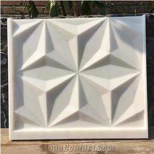 CNC Machine Carved Natural White Marble 3D Wall Decor Panel