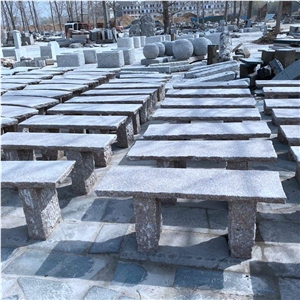 Popular Grey Granite Stone Bench Spilit Edges