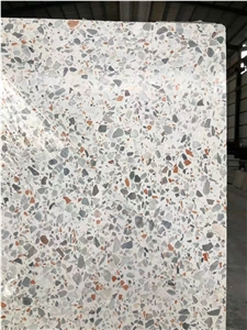 White Terrazzo Slab Crystal White Bathroom Wall Tile
