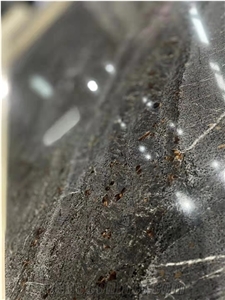 Black Quartzite Slab Galaxy Oro Polished