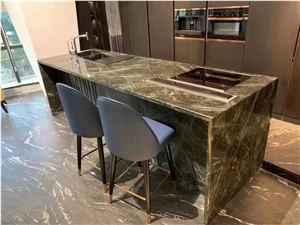 Green Quartzite Polished Kitchen Island Tops Bar Top