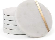 Natural White Marble Polished Tray Round Coaster