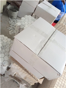 Hexagon White Carrara Marble Mosaic
