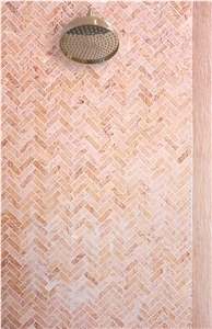 Valentine Marble Honed Herringbone Mosaic Tiles