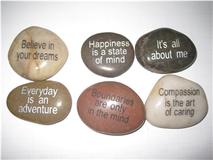 Engraved Natural Loose Letters Pebble Stone For Gift