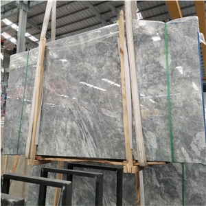 Factory Stock  High Polished Grey Marble Project Slab