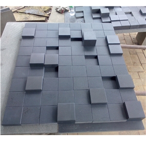 Hainan Black Basalt Honed Cubes Paving Stone For Sale