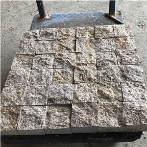 Natural Misty Yellow Granite Cube Stone For Outdoor Paving