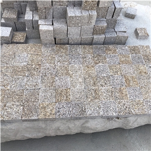 Natural Misty Yellow Granite Cube Stone For Outdoor Paving
