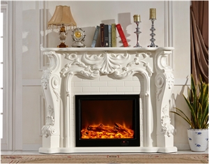 Outdoor  Italian Arabescato White Marble Fireplace Mantel