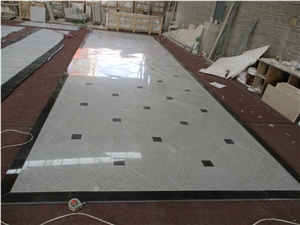 Waterjet Absolute Black And Grey Granite Flooring Pattern