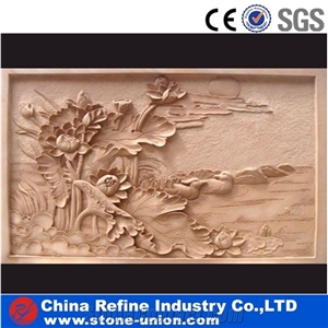 White Sandstone Handcraft Carving Wall Reliefs