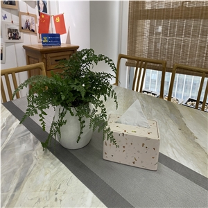 Terrazzo Rectangular Tissue Box Crafts For Indoor Decoration