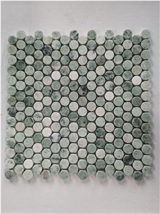 Green Circle Round Marble Mosaic Backsplash Mosaic Tiles