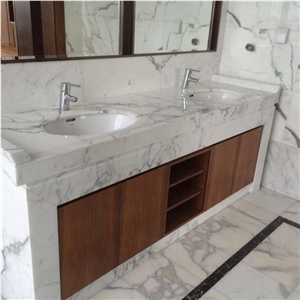Luxury White Statuarietto Bianco Marble Bathroom Vanity Top