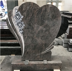 Western Style Engraved Monument Heart Tombstone Headstone