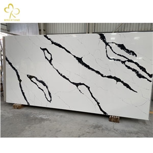 Polished Surface Calacatta Artificial Quartz Slab Stone